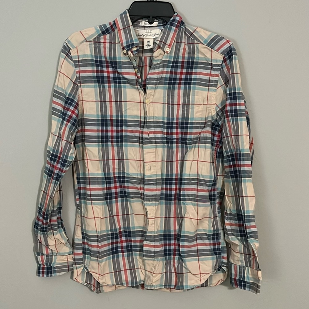 H&M plaid long sleeve button down shirt down size Small